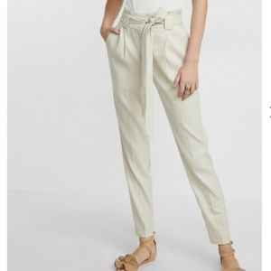 High Waisted Sash Tie Ankle Pant